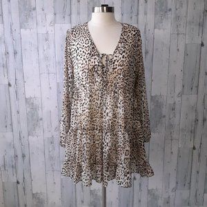 Altar’d State Boho Leopard Print Dress sz L